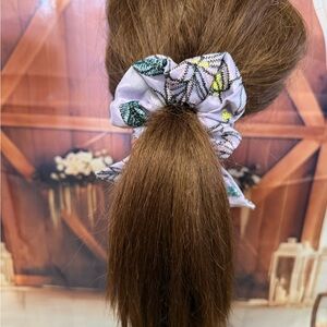 Handmade Floral Lavender Scrunchie with Bow - Women's Hair Accessory